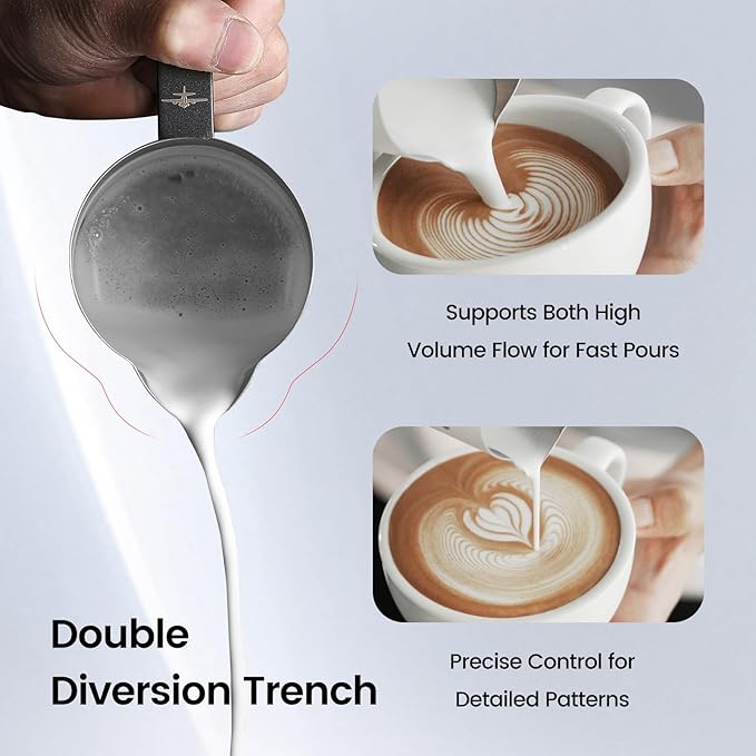 MHW-3BOMBER Espresso Steaming Pitcher Milk Frothing Pitcher Stainless Steel Milk Coffee Cappuccino Latte Art Barista Cup 20oz/600ml P5021W