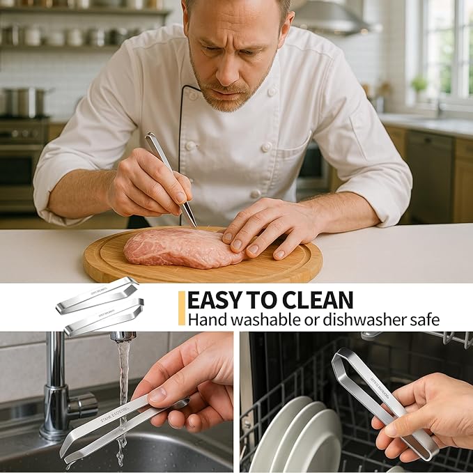 4 PCS Fish Bone Tweezers,430 Stainless Steel Flat & Slant Pliers Set for Kitchen Removing Salmon Trout Bones,Chicken Feathers
