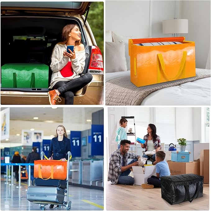 BALEINE 2-Pack Oversized Moving Bags with Reinforced Handles, Heavy-Duty Storage Tote for Clothes, Moving Supplies (Light Green, 2-Pack)