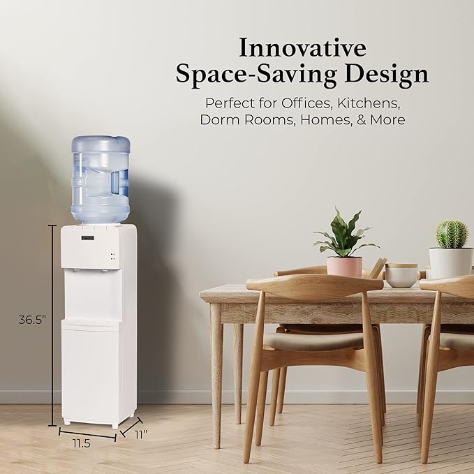 Igloo Top Loading Water Cooler for Hot & Cold Dispenser – White, Holds 3 & 5 Gallon Jugs, Child Safety Lock – for Homes, Kitchens, Offices, Dorms