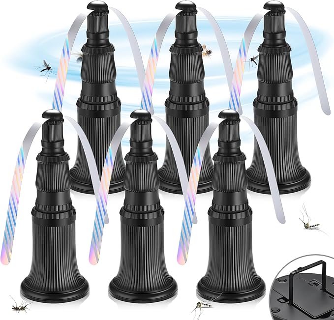 Fly Fans for Tables, Fly Fan for Indoor Outdoor Tables Battery Powered Fly Swatter Fan to Keep Flies Away with Holographic Blades for Home Party Outside Picnic, 6 Pack