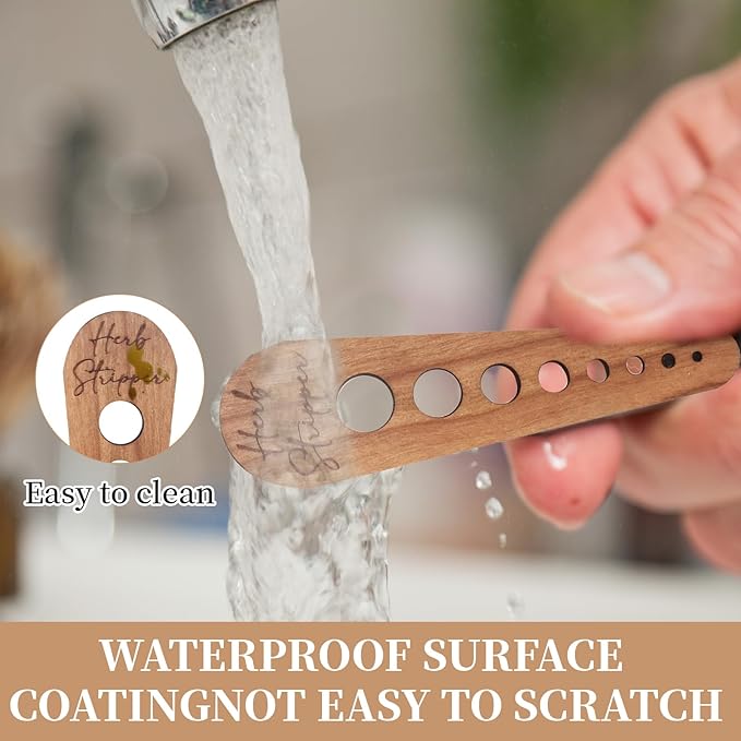 Pottery Herb Stripper Ceramic Herb Stripper Herb Stripping Tool Vegetable Leaf Remover 8 Different Apertures Suitable for Herbs Chef Gifts Cooking Housewives (Wooden) (Caramel)