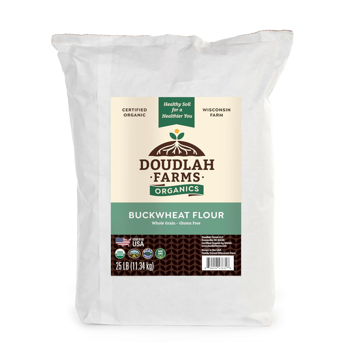 Organic Buckwheat Flour 25 lb Bulk - Non-GMO, USDA Organic, Gluten Free, Vegan - For Baking Bread, Pancakes, and More! Grown In USA, Farmed From Regenerative Soil by Doudlah Farms