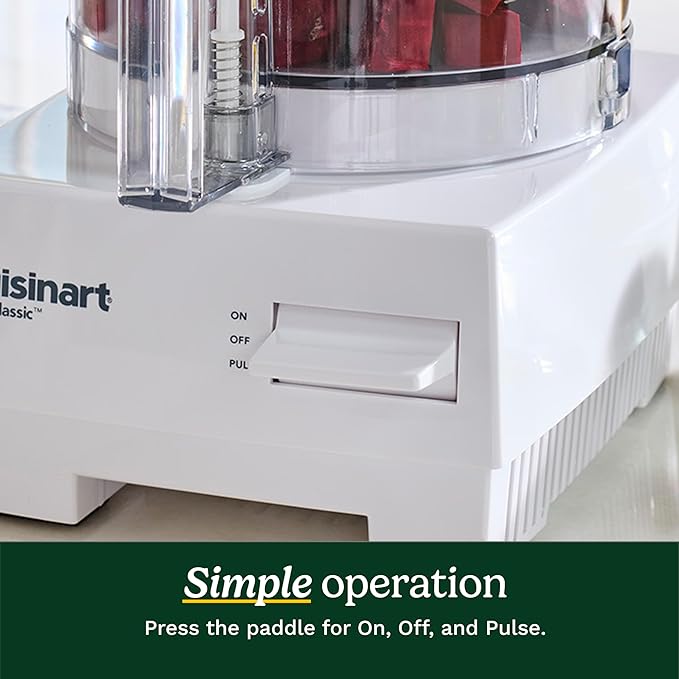 Cuisinart 7-Cup Pro Classic Food Processor, 600-Watt Motor, Vegetable Chopper & Blender for Mincing, Dicing, Shredding, Puree & Kneading Dough, DLC-10SYP1, White