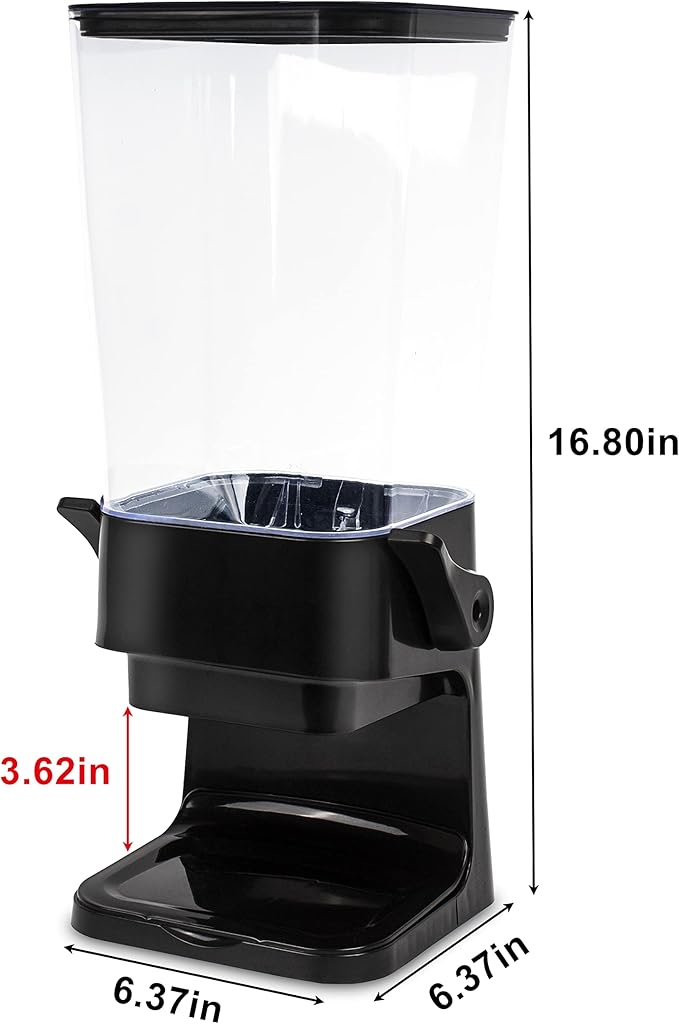 Cereal Dispenser Countertop with lids, Organization and Storage Containers for Kitchen and pantry, 5L Rice Dispenser for Cereal, Beans, Grains, Nuts, Snack,Oatmeal, Dog Food, Bird Seed, Black, 2Pc