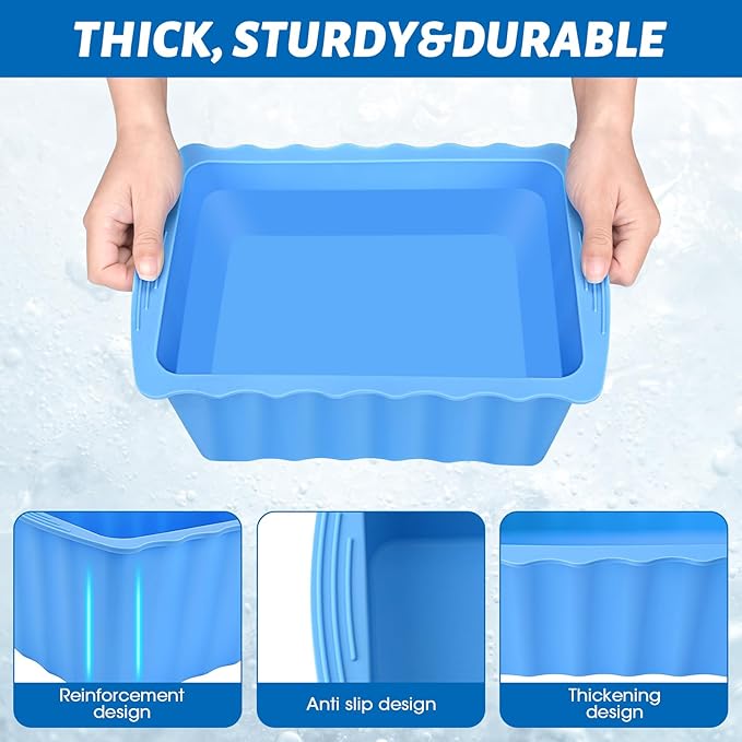 Large Ice Cube Molds 4 Pack - 37LB Silicone Ice Block Mold, Water Chiller for Cold Plunge & Camping | Easy Release, No Collapse Ice Tray for Seafood Fresh Keeping, Durable BPA-Free Freezer Ice Mold