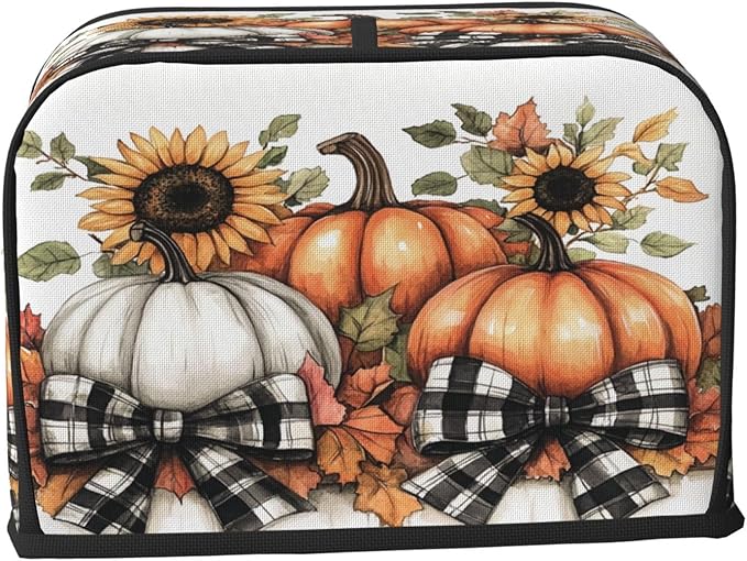Toaster Cover 2 Slice Pumpkin Sunflower Fall Thanksgiving Kitchen Small Appliance Covers with Pockets Dust and Fingerprint Protection