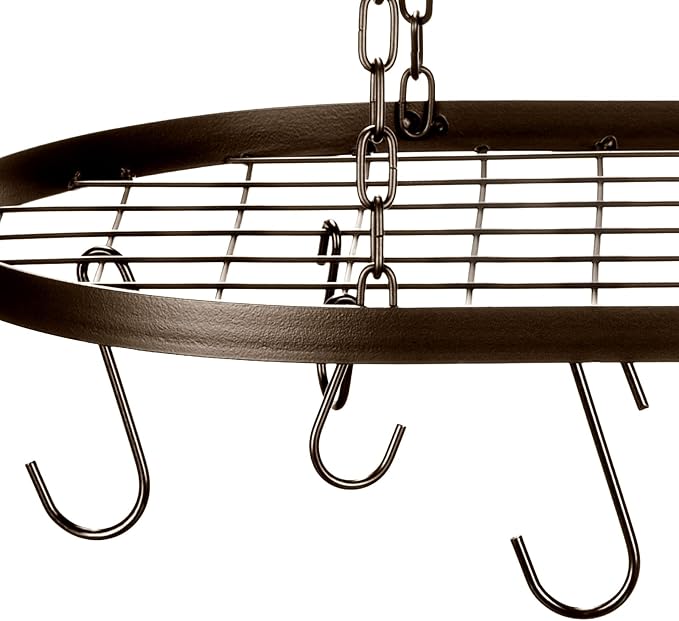 20 Inch Pots and Pans Organizer Hanging Rack Pot and Pan Organizer with 20 S Hooks for Home, Restaurant, Kitchen Cookware, Utensils, Books, Household(Bronze)