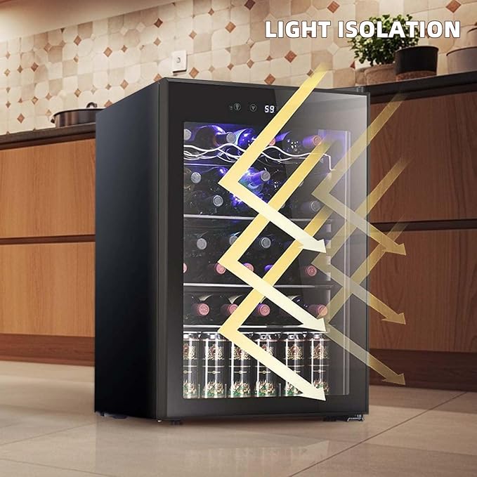 Antarctic Star 36 Bottle Wine Cooler Beverage Refrigerator Small Mini Wine Cellar Beer Soda Bar Fridge Quiet Operation Compressor Adjust Temperature Freestanding Black, 4.4 Cu. Ft