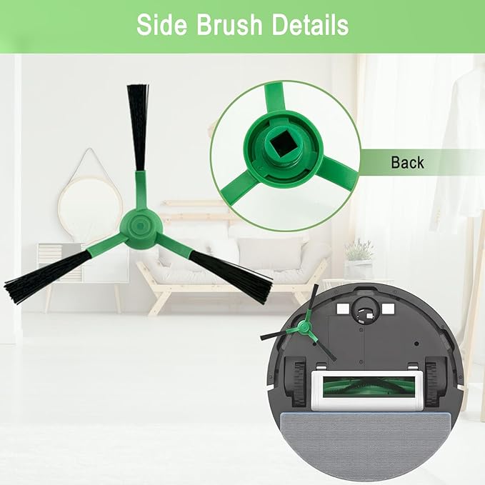 Replacement Parts Accessories Compatible with iRobot Roomba 104,105 Vac/Combo,Q052 Vac/Combo Q0520 105 Essential Vacuum Cleaner,2 Roller Brushes 6 Filters 1 Pre-Filter 4 Mop Pads 6 Side Brushes 6 Bags