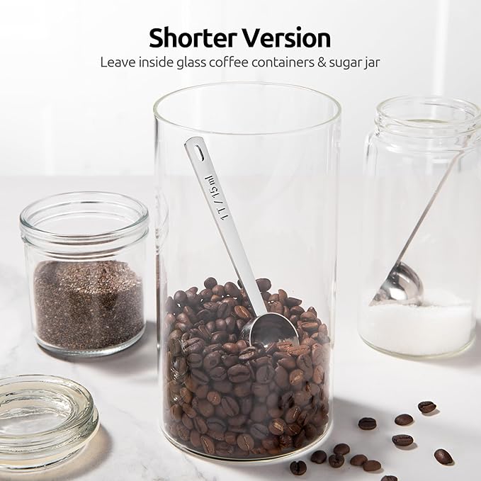 U-Taste Coffee Scoop 1 Tablespoon: 18/8 Stainless Steel Measuring Scooper for Ground Coffee, Bean, Powder, Espresso, 4.3in Long Handle Metal Measure Spoon for Canister, Jar (1Tbsp/15ml)