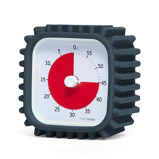 Time Timer MOD with Tire Protective Case - Charcoal Case with Visual Timer - Individual Sized 60 Minute Visual Countdown for ADHD, Autism, Kids, Students, and Pomodoro with Silent Operation (Tread)