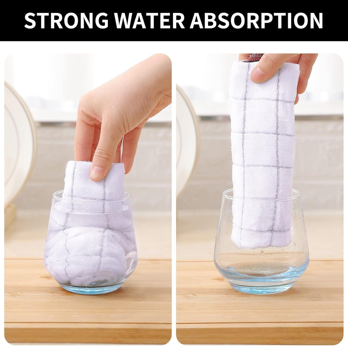 Homaxy 100% Cotton Terry Kitchen Dish Cloths, Ultra Soft and Absorbent Dish Towels for Kitchen, Suitable for Drying and Washing Dishes, 12 Pack, 12 x 12 Inches, White