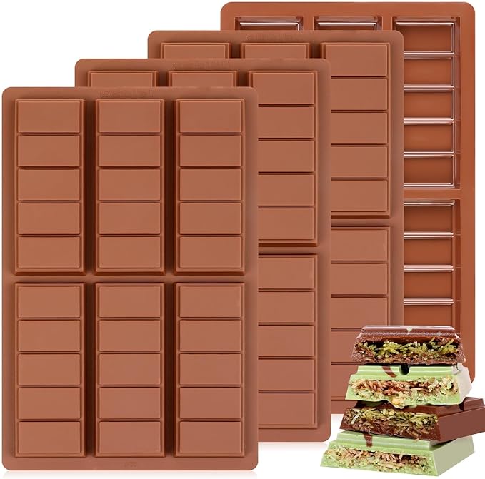 Chocolate Bar Molds - Non-Stick Silicone, Food Grade, 4 PCS, Choco