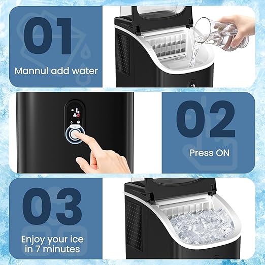 Antarctic Star Countertop Ice Maker Machine, 30lbs/24Hrs, 3 Thickness Ice Cubes, 16Pcs/13 Mins,2 Ways to Add Water, Self-Cleaning Ice Cube Maker w/Basket and Scoop for Home/Kitchen/Camping/RV (Black)