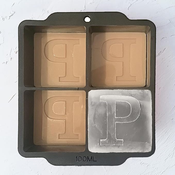 Letter P Monogram Ice Cube Mold Custom Ice Cube Mold 2 Inch Big Initials Silicone Ice Cube Tray Gifts for DAD Gifts for Him