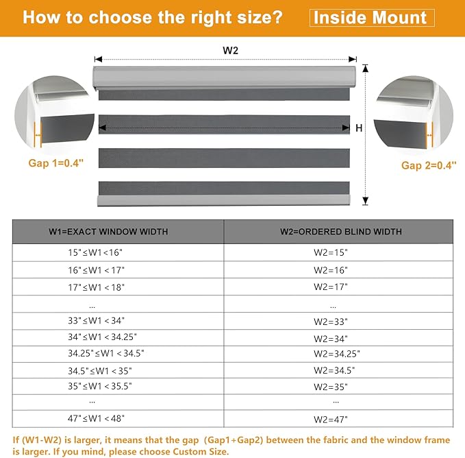 Persilux Cordless Zebra Shades (47" W X 72" H, Grey) Free-Stop Window Shades Dual Layer Light Control for Day and Night, Light Filtering Sheer Blinds for Windows, Easy to Install
