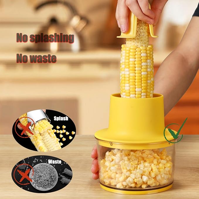 Corn Peeler Stripper for Corn on the Cob, Stainless Steel Corn Cob Stripping Tool, Corn Thresher with Bowl No Splash No Waste