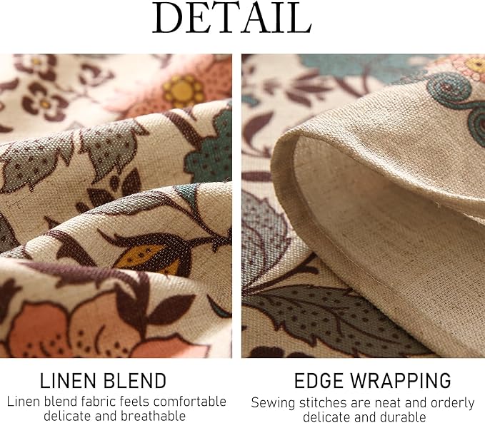 ISAENNE Designer Boho Floral Small Rectangular Tablecloth,Linen Lotus Flower Pattern Colorful Table Cloth,Durable Decor Tablecloths for Dining Thanksgiving Kitchen Christmas,55"*71"-Hazel A