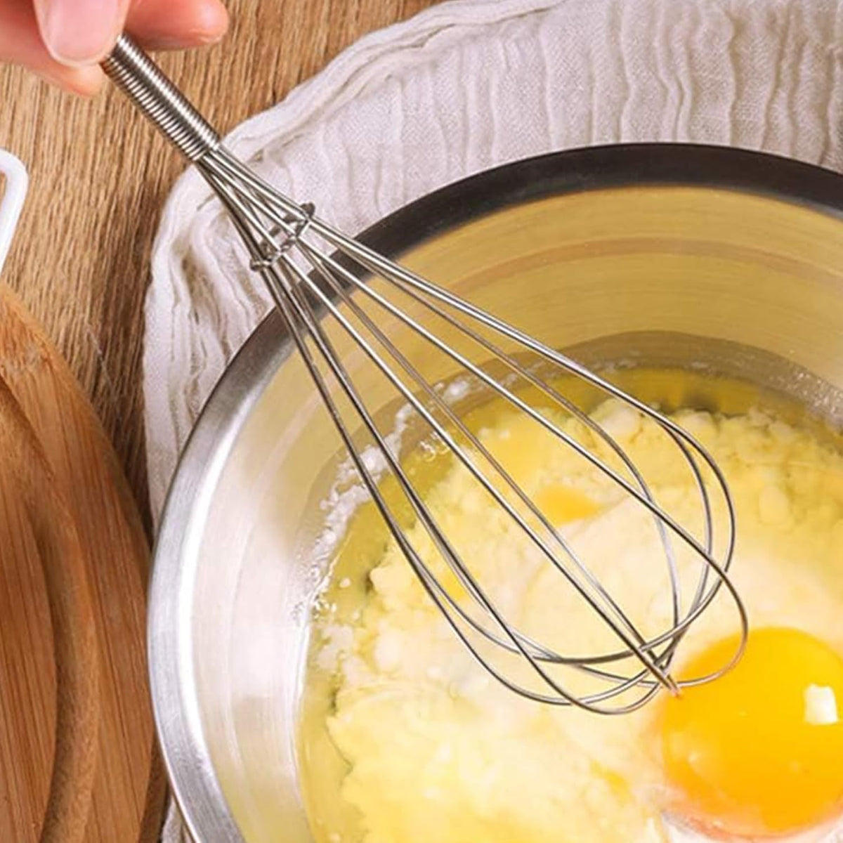 Mini whisk, Digead Small Whisk, 8in 304 Stainless steel Wire Whisk for Cooking, Whisking, Beating, Blending Ingredients and Mixing Sauces, Ergonomic Spiral Handle-Silver