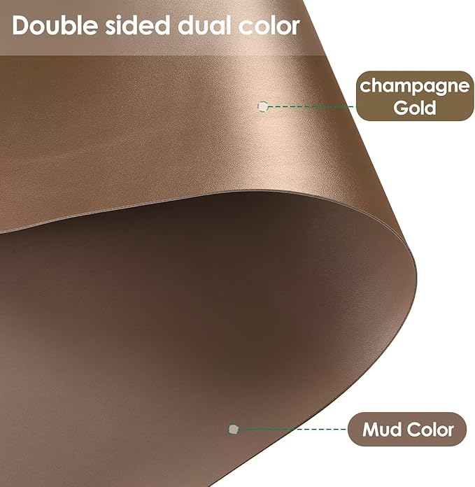 Leather Table Pad,1.8mm Thick,40x66 Inch,Dining Table Pad,Table Pads for Dining Room Table Rectangular,Table Protector for Dining Room Table(Mud Color+Champagne Gold,40x66)