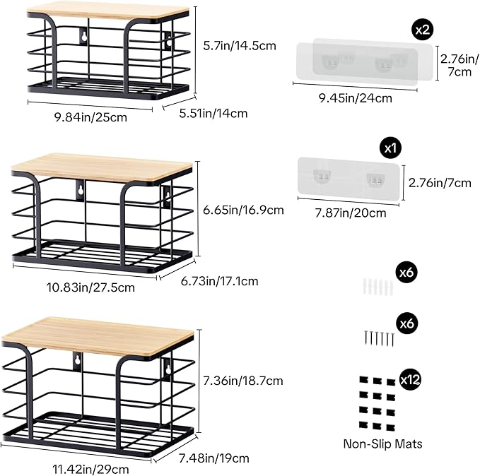 3 Pack Stackable Pantry Organizer,Stainless Steel Trash Bag Holder Dispenser,Kitchen Storage Organization for Kitchen Counter Sink,Laundry Room,Pantry, Black