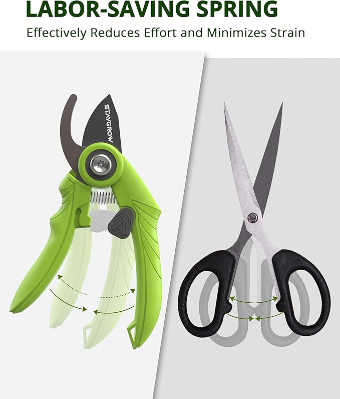 Garden Shears - 6.9" Pruning Shears for Gardening with SK5 Stainless Steel Sharp Blades, Tree Trimmer Garden Scissors with Comfort Handle and Safety Lock, Gardening Hand Tools - Green