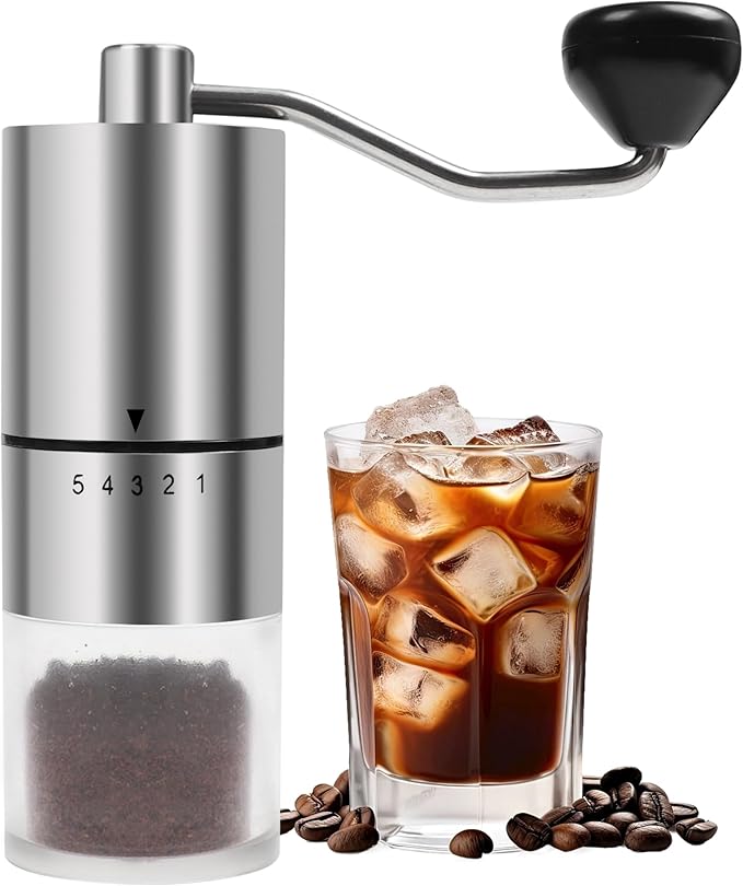 Manual Coffee Grinder With Ceramics Burr For Espresso,French Press,5 Adjustable Settings,Hand Maker with Built-In Burr,For Home Use and Camping Travel,Coffee Bean Grinders With Hand Crank