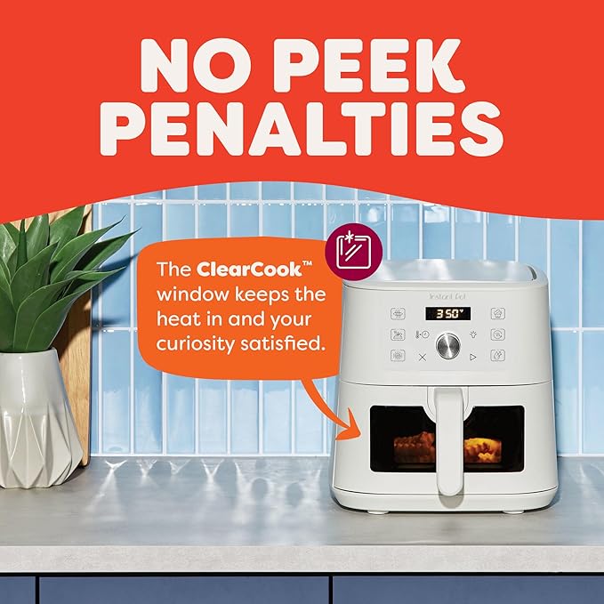 Instant Pot 4Qt VORTEX 6-in-1 Mini Air Fryer, Custom Program Options, Air Fry, Broil, Roast, Dehydrate, Bake, Reheat, Sea Salt, 4 Quarts
