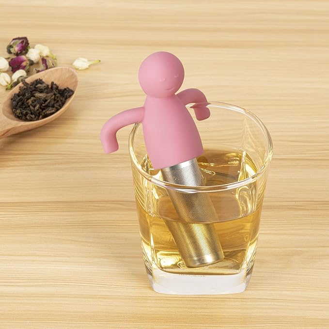 Leden Loose Leaf Tea Steeper Cute Tea Infuser for Girl Kids Extra Fine Mesh Tea Ball Stainless Steel Tea Filter with Silicone Lid for Cup Mug Pot Pink