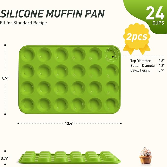 2 Pack 24 Cups Silicone Mini Muffin Pan with Metal Reinforced Frame Silicone Molds Parents Stepdad Pawpaw Who Want Nothing Everything Future Groom Bride Law Christmas Xmas Happy Birthday Gifts Ideal