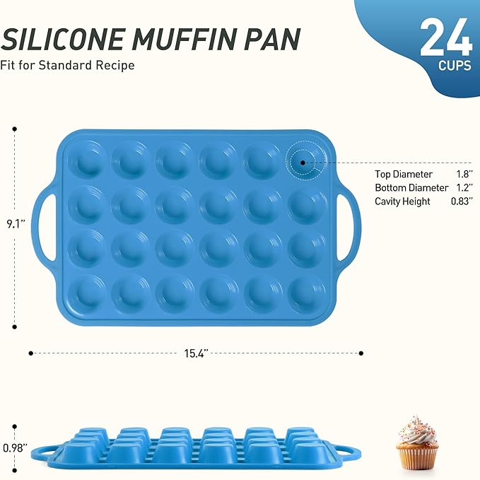 24 Cups Silicone Muffin Pan with Metal Reinforced Frame Cupcake Tray Egg Mold Mama Mommy Mom Ever Christmas Xmas Birthday Law Step Stepmom Stepmother Who Have Everything Good Unique Useful Present