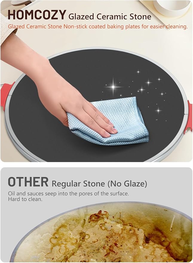Electric Pizza Oven Indoor with Glazed Ceramic Stone, 12-Inch Portable Countertop Pizza Maker with Adjustable Timer, 1200W Heat up to 800°F Pizza Maker with Viewing Window for Home DIY Pizza
