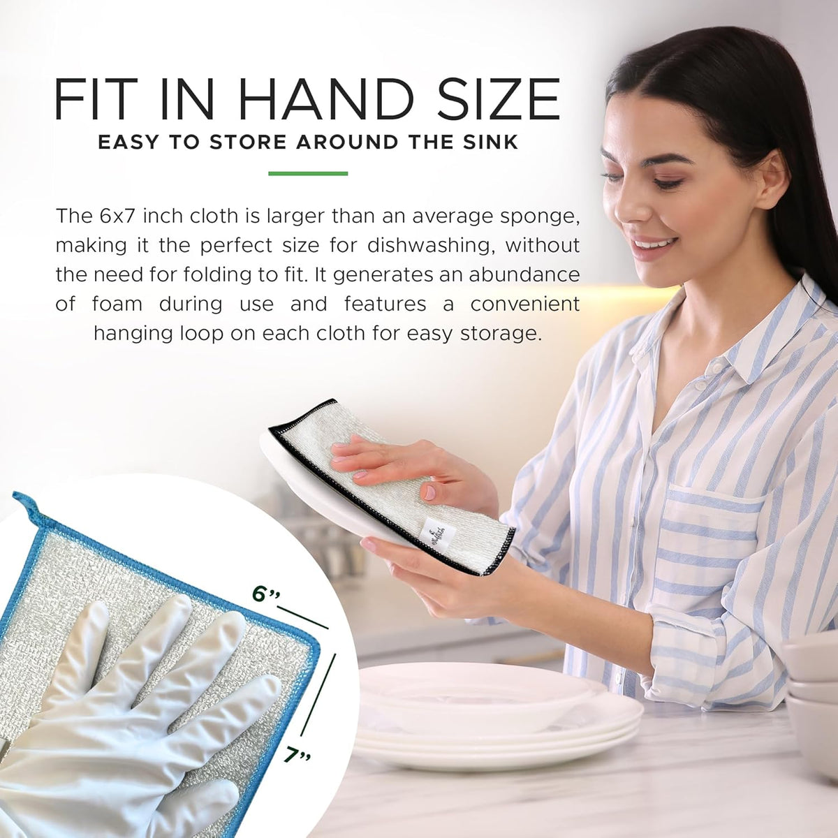Whiffkitch Dishcloths & Towels for Kitchen, Drying, Durable, Absorbent Washcloths, Non-Scratch, Hygienic, Multi-Surface Cleaning, 6x7 Inches Multi Color, 6 Pack