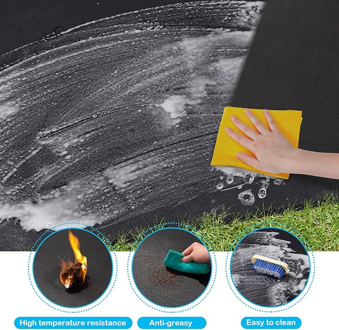 Under BBQ Grill Mat for Outdoor Charcoal, Flat Top, Smokers, Gas Grills 65×39 Inch. Fireproof Mat Protector Deck Patio Grass.Indoor Fireplace Mat Prevents Ember Damage Wood Floor,Fire Pit Mat