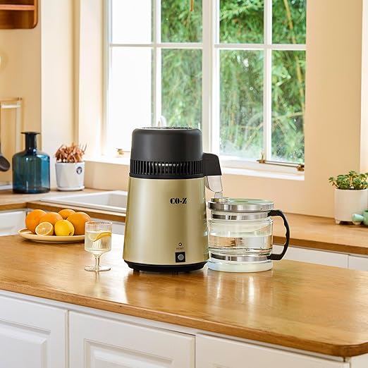 CO-Z Water Distiller, Stainless Steel Distilling Pure Water Machine for Home Countertop Table Desktop, 4L Distilled Water Making Machine, 4 Liter Water Purifier to Make Clean Water for Home