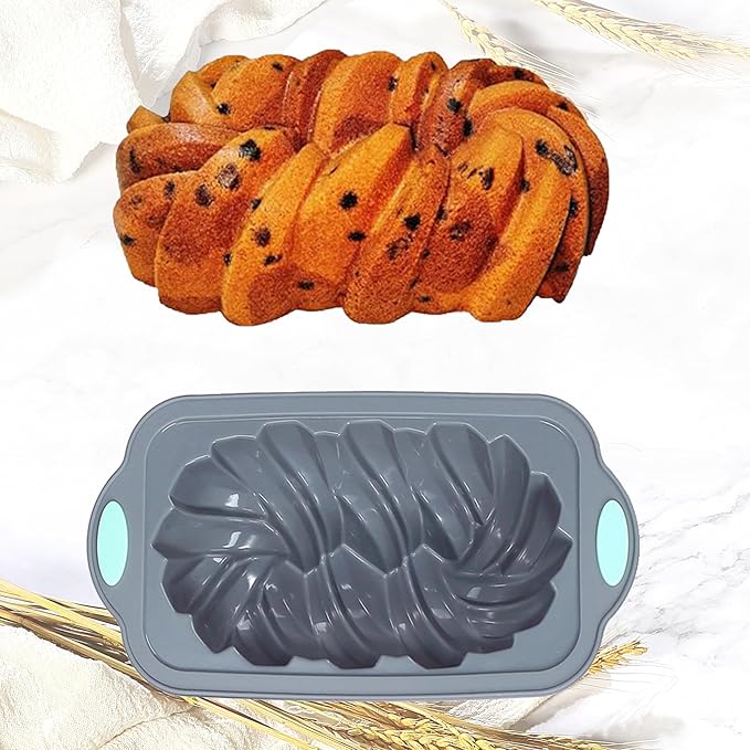 Tongjude 4 Piece Silicone Loaf Pan for Baking, Non-Stick Kitchen Oven Bread Pan, Perfect for Banana Bread, Sandwich, Pound Cake and Meatloaf, 6 Cups, Grey