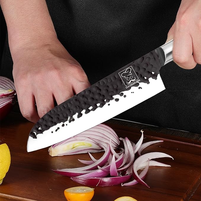 Professional Kitchen Knives High Carbon Stainless Steel Chef Set,3pcs Ultra Sharp Chef's, Santoku, Utility Knife