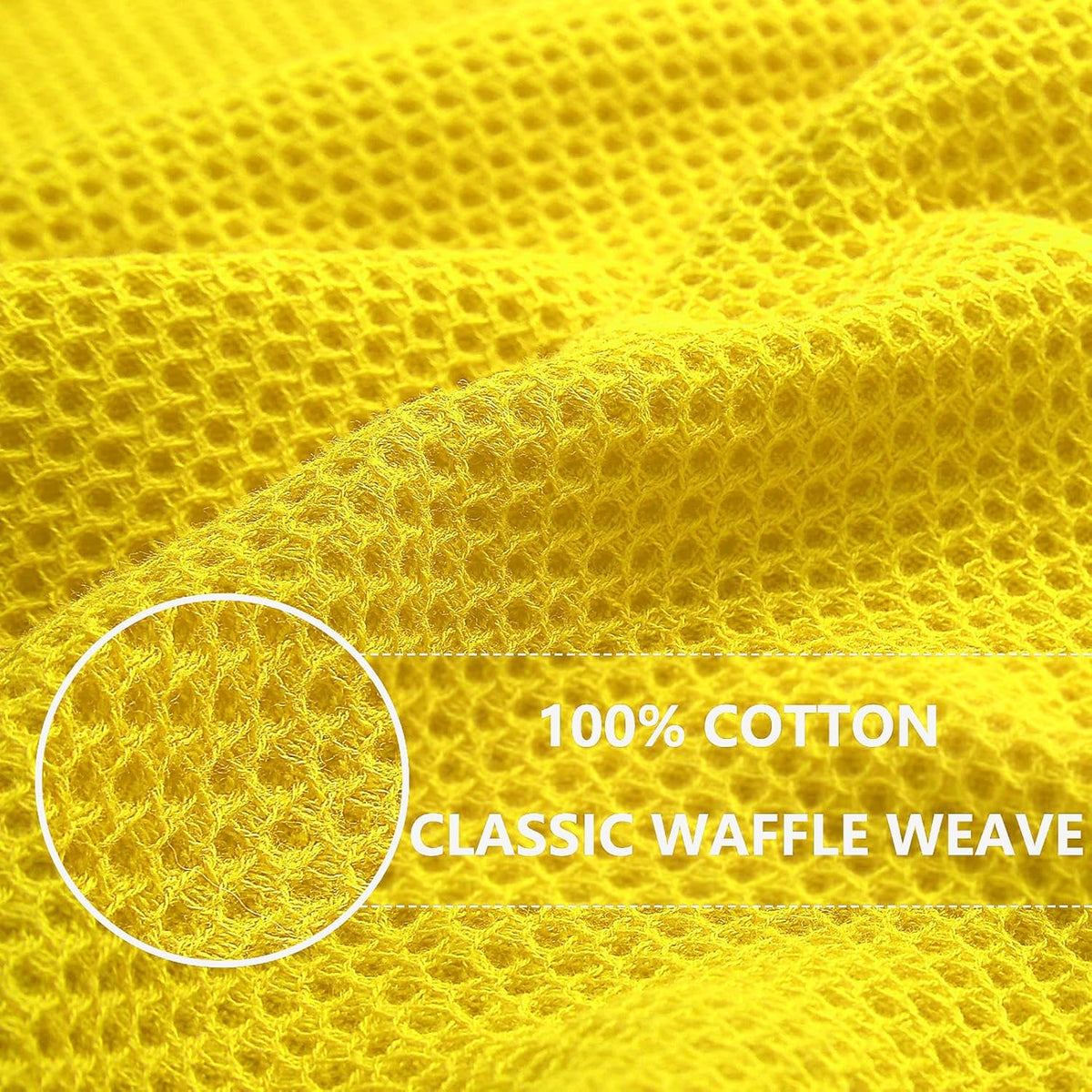 Homaxy 100% Cotton Waffle Weave Kitchen Dish Cloths, Ultra Soft Absorbent Quick Drying Dish Towels, 12 x 12 Inches, 12-Pack, Yellow