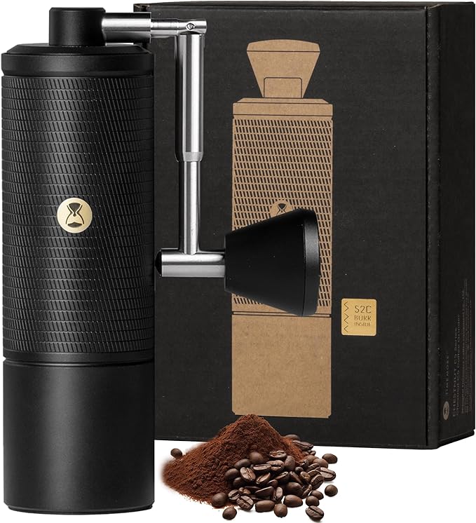 Timemore C5 PRO Manual Coffee Grinder - 42mm Stainless Steel Burr, 48 Adjustable Settings, Hand Coffee Grinder with Fordable Handle, All Metal, Portable for Home, Office & Outdoor, 30g Capacity, Black