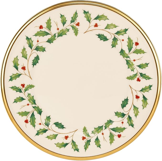 Lenox 897083 Holiday Dinnerware Salad Plates, Set of 4, Red & Green, Christmas, Hosting