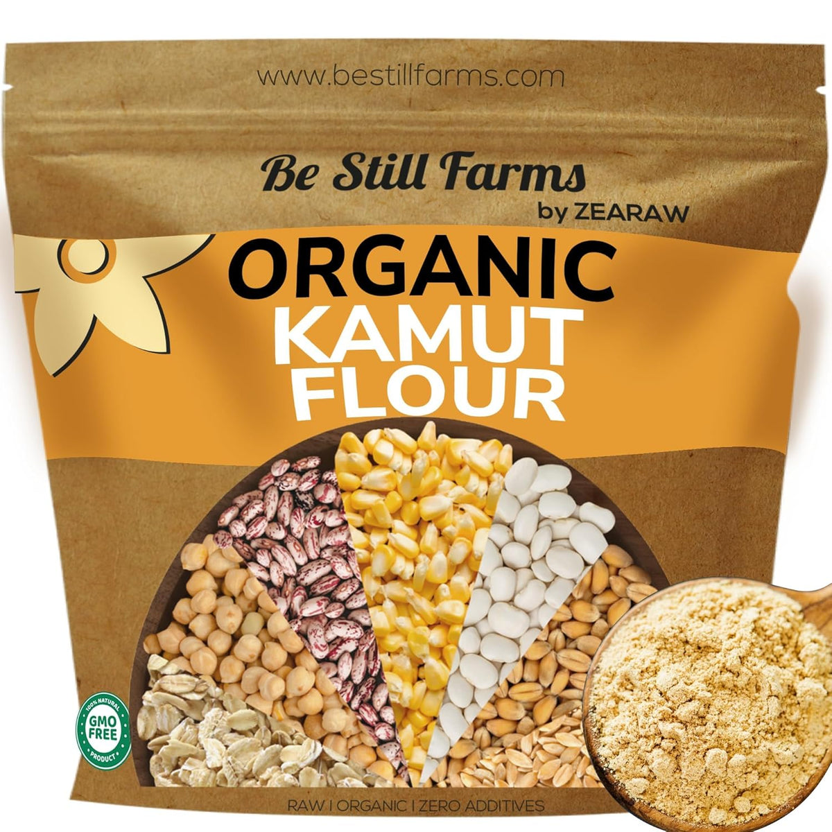 Kamut Flour Organic Bulk by Be Still Farms - Bread Flour for Baking (2.8 lb) Khorasan - Organic Whole Wheat Flour Unbleached - High in Fiber | USA Grown | USDA Certified | Vegan | Non-GMO