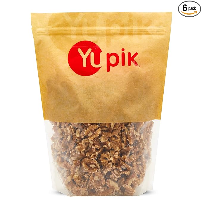 Yupik Raw California Walnuts, Halves & Pieces, 2.2 lb (35.2 oz), Pack of 6, Kosher, Gluten-Free, Vegan, Unsalted Nuts, Unroasted, Source of Omegas, Healthy Snacks, Ideal for Baking & Cooking