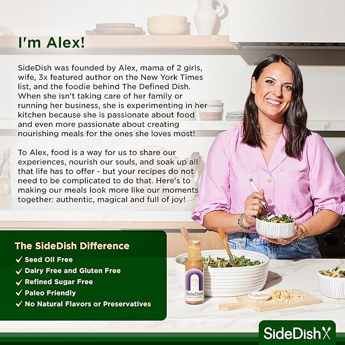 SideDish Healthy Dressing Variety Pack - Classic Ranch, Miso Caesar, Greek Vinaigrette - Seed Oil, Gluten & Dairy Free Salad Dressing w/Avocado Oil - Refined Sugar Free Umami Sauce for Dinner Recipes
