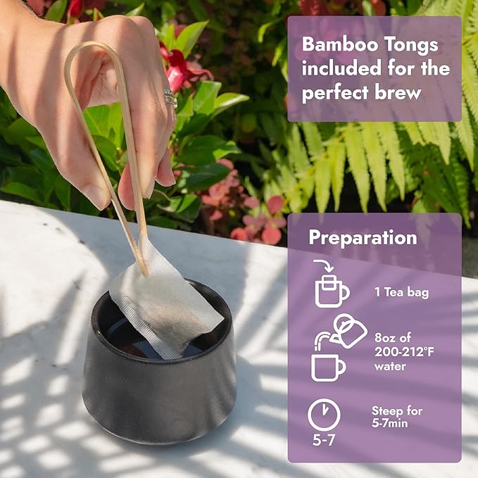 Vital Bloom 120 Tea Bags Lavender Tea, Stress Relief Herbal Tea, Sleepytime Tea, 100% Natural- No Sugar, Caffeine Free, No Gluten, Vegan - Bleach Free (Free Tongs Included)