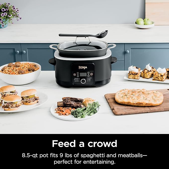 Ninja® 12-in-1 PossibleCooker™ PLUS | 8.5-qt - Sous Vide & Proof Multi-Cooker | Slow Cooker, Dutch Oven & More | Glass Lid & Integrated Spoon | Nonstick | Oven Safe Pot to 500°F | Black | MC1010