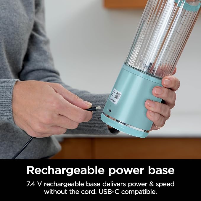 Ninja Blast Portable Blender, Cordless, 18oz. Vessel, Personal Blender For-Shakes and Smoothies, BPA Free, Leakproof-Lid and Sip Spout, USB-C Rechargeable, Dishwasher Safe Parts, Tinted Aqua, BC151AQ