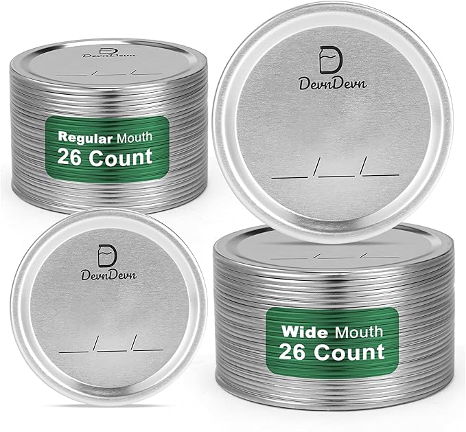 52 pcs Canning Lids, Regular & Wide Mouth Mason Jar Lids Set, Canning Jar Lids for Ball & Kerr, Redefining Leak-Proof with Perfect Airtight Seal, Compatible with Electric Vacuum Sealers