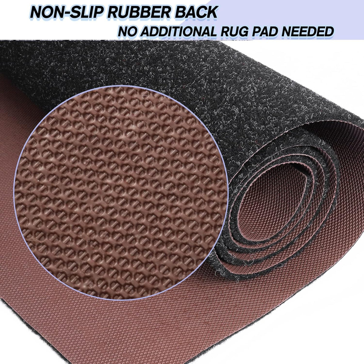 Custom Size Backed Non-Slip Area Rugs Runner, Easy Clean, Waterproof Runner Rugs for Hallway Entryway, Kitchen, Laundry, 4FT x 68FT, Black