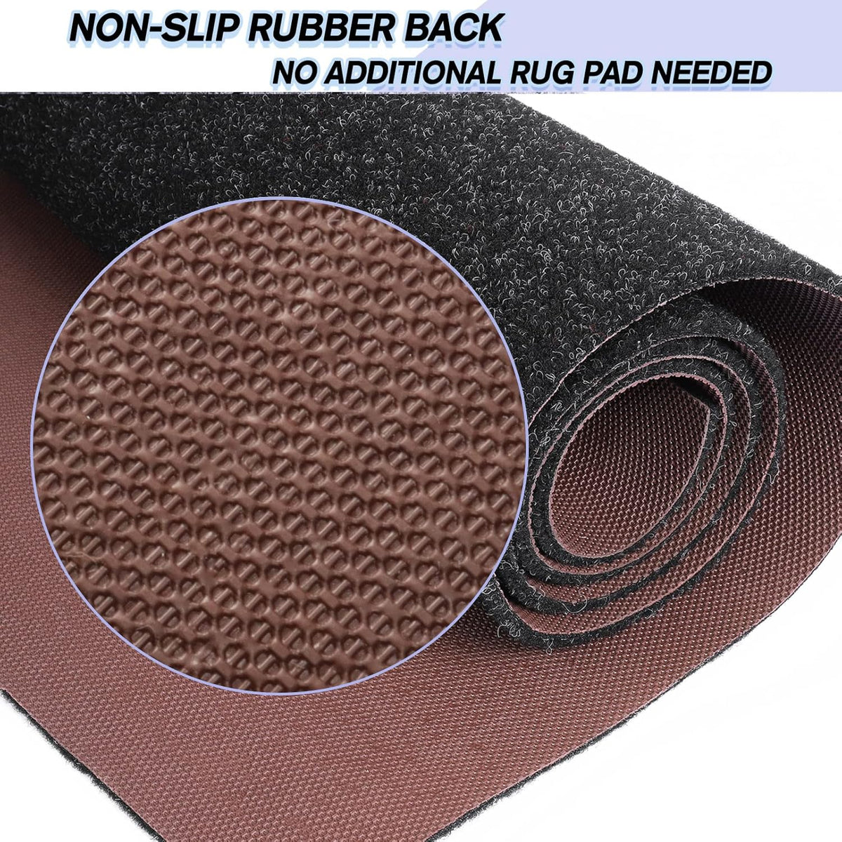 Custom Size Backed Non-Slip Area Rugs Runner, Easy Clean, Waterproof Runner Rugs for Hallway Entryway, Kitchen, Laundry, 3FT x 12FT, Black